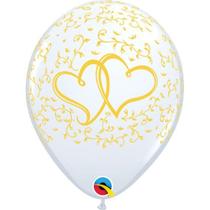 Balão Qualatex 11" - Qx Party Balloon Estampado - Corações Entrelaçados - 6 Un