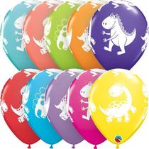 Balão Qualatex 11" - Qx Party Balloon Estampado - Dinossauros Fofinhos - 6 Un