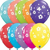 Balão Qualatex 11" - Qx Party Balloon Estampado - Margaridas E Borbol - 6 Un