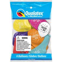 Balão Qualatex 11" - Qx Party Balloon Estampado - Thank You-Confete - 6 Un