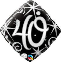 Balão Qualatex 18" 40 Anos Elegant Sparkles Swirls Balão Qualatex 18" 40 Anos Elegant Sparkles Swirls