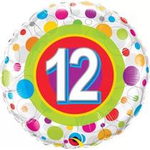 Balão Qualatex 18" - Redondo - 12 Anos Bolinhas Coloridas - 1 Un