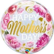 Balão Qualatex 22" - Bubble Simples - Dia Das Mães Flores Rosas - 1 Un