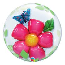 Balão Qualatex 24" - Bubble Duplo - Flor E Folhas - 1 Un