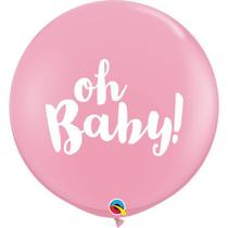 Balão Qualatex 3" - Redondo Rosa - Oh Baby! - 2 Un