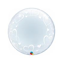 Balão Qualatex Bubble 24 Polegadas-61cm Estampado Corações