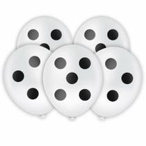 Balão Redondo 8 Polegadas Bolinha Branco e Preto 20 Unidades Piffer Festas - Inspire sua Festa Loja