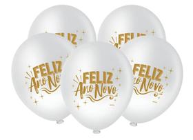 Balão Redondo 8 polegadas Feliz Ano Novo 20 Unidades Piffer Festas - Inspire sua Festa Loja