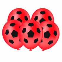 Balão Redondo Bola de Futebol Vermelho e Preto 8" 20 unid. Balão Redondo Bola de Futebol Vermelho e Preto 8" 20 unid.