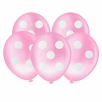 Balão Redondo Bolinha Rosa Claro e Branco 8" 20 unid. Balão Redondo Bolinha Rosa Claro e Branco 8" 20 unid.