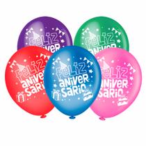 Balão Redondo Feliz Aniversário Sortido 8" 20 Unid.