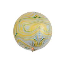 Balão Redondo Marmorizado Amarelo - 1 unidade - 62cm (24'') - Balões São Roque - Rizzo Balão Redondo Marmorizado Amarelo - 1 unidade - 62cm (24'') - Balões São Roque - Rizzo