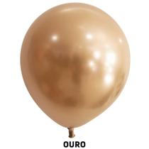 BALÃO REDONDO METÁLICO/CROMADO - OURO Nº 05 - JOY - Pacote com 25 unidades - Balões Joy