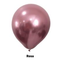 BALÃO REDONDO METÁLICO/CROMADO - ROSA Nº 09 - JOY - Pacote com 25 unidades - Balões Joy