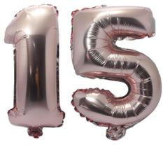 Balão Rose Gold Número 15 Gigante Metalizado 75 Cm 15 Anos - Festas & Decor