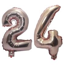 Balão Rose Gold Número 24 Gigante Festas Decoração 75 Cm - Festas & Decor
