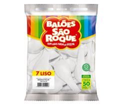 Balão São Roque Nº 7 Liso C/50un - Branco Polar