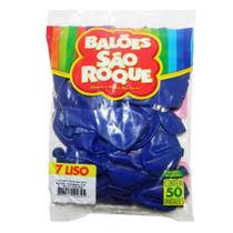 Balão São Roque Numero 7 Azul Cobalto  c/50 Bexiga
