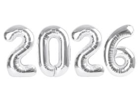 Balão Silver Numbers, balões de 40 polegadas, Feliz Ano Novo 2026, balões para festas de Ano Novo 2026, decoração de formatura, 2 6 20 26 festas de aniversário