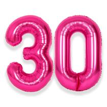 Balão SUWEN 30th Hot Pink Number 30 Foil 40 polegadas