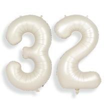 Balão SUWEN 40cm Creme Branco Número 32 Foil Helium