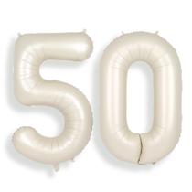 Balão SUWEN 40cm Creme Branco Número 50 Feliz 50º Aniversário Balão SUWEN 40cm Creme Branco Número 50 Feliz 50º Aniversário