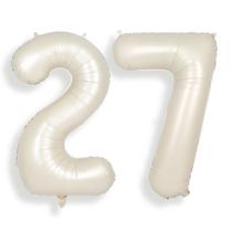 Balão SUWEN de 40 polegadas branco creme número 27 para decoração de festa Balão SUWEN de 40 polegadas branco creme número 27 para decoração de festa