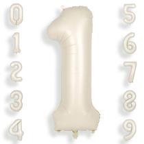 Balão SUWEN Número 1 Creme Branco 40cm Foil Helium
