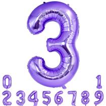 Balão TONIFUL 40 cm roxo número 3 Foil Mylar para festa de aniversário