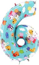 Balão Toyland Peppa Pig, George & Friends Número 1-6 66cm Balão Toyland Peppa Pig, George & Friends Número 1-6 66cm