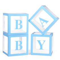Balão transparente Baby Boxes Voircoloria com letras azuis
