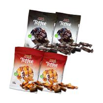 Balas toffee caramelo de leite e chocolate hue - kit 4 unidades