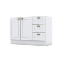 Balcão 03 Gavetas 02 Portas 120 Cm Americana Henn Branco Hp