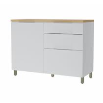 Balcão 1 Porta 3 Gavetas 120cm 100% MDF Marquesa Branco/Nature Balcão 1 Porta 3 Gavetas 120cm 100% MDF Marquesa Branco/Nature