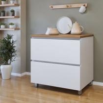 Balcão 1 Porta Basculante 1 Gaveta 80cm 100% MDF Rainha Branco/Nature Balcão 1 Porta Basculante 1 Gaveta 80cm 100% MDF Rainha Branco/Nature