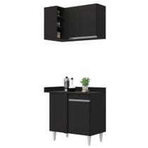 Balcão 1 Porta Denver e Armário Aéreo Austin de Canto Preto - Lumil Balcão 1 Porta Denver e Armário Aéreo Austin de Canto Preto - Lumil
