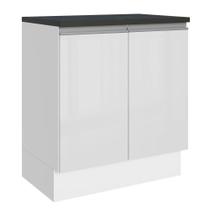 Balcão 100% Mdf 70 Cm 2 Portas Frentes Branco Brilho Acordes Madesa Branco
