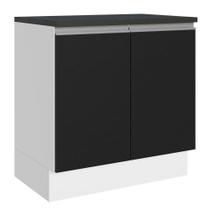 Balcão 100% Mdf 80 Cm 2 Portas Branco/preto Balcão 100% Mdf 80 Cm 2 Portas Branco/preto