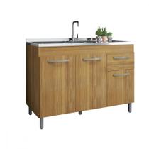 Balcão 1,19 Para Pia Home 3 Portas 1 Gaveta MDP 120cm Fiorello