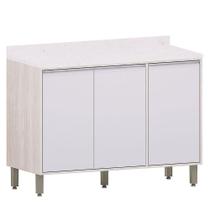 Balcão 120 Cm Para Cozinha Modulada 3 Portas Atenas Cinza Cristal