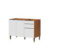 Balcão 120cm Para Pia Luana/Clara sem Tampo/Cuba - Cinamomo/Branco Aramóveis