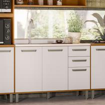 Balcão 120cm sem Tampo para Pia 3 Portas 2 Gavetas Criare