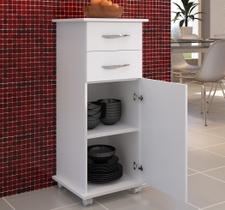 Balcão 2 Gavetas 1 Porta Cor Branco Base p/ Utensílios