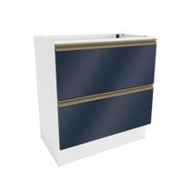 Balcão 2 Gavetas Kappesberg Celeste 100% MDF Branco/Azul Profundo 80cm Balcão 2 Gavetas Kappesberg Celeste 100% MDF Branco/Azul Profundo 80cm