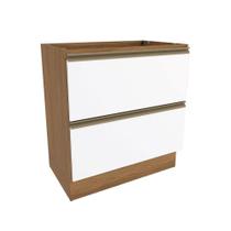 Balcão 2 Gavetas Kappesberg Celeste Nogueira/branco 80cm