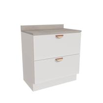 Balcão 2 Gavetões 80cm com Tampo Arizona CabeCasa MadeiraOriginals Branco/Cobre