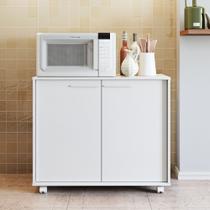 Balcão 2 Portas 1 Prateleira 4 Pés Rodízios Branco Balcão 2 Portas 1 Prateleira 4 Pés Rodízios Branco