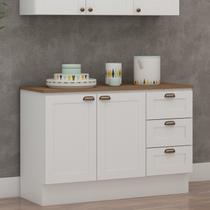 Balcão 2 Portas 3 Gavetas 120cm Americano 100% Mdf com Tampo e Rodapé Provençal Balcão 2 Portas 3 Gavetas 120cm Americano 100% Mdf com Tampo e Rodapé Provençal