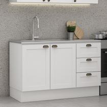 Balcão 2 Portas 3 Gavetas 120cm Americano 100% Mdf sem Tampo Provençal Balcão 2 Portas 3 Gavetas 120cm Americano 100% Mdf sem Tampo Provençal