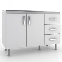 Balcão 2 Portas 3 Gavetas sem Pia CZ601 Evidência Móveis Balcão 2 Portas 3 Gavetas sem Pia CZ601 Evidência Móveis